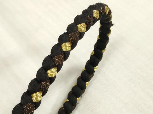 平和屋着物●和装小物　振袖用帯締め　飾り付き　パール　丸組　金糸　逸品　未使用　DAAS6373zzz