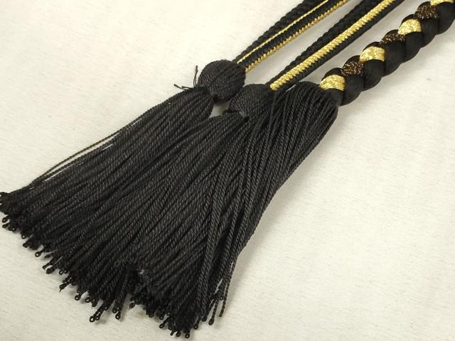 平和屋着物●和装小物　振袖用帯締め　飾り付き　パール　丸組　金糸　逸品　未使用　DAAS6373zzz