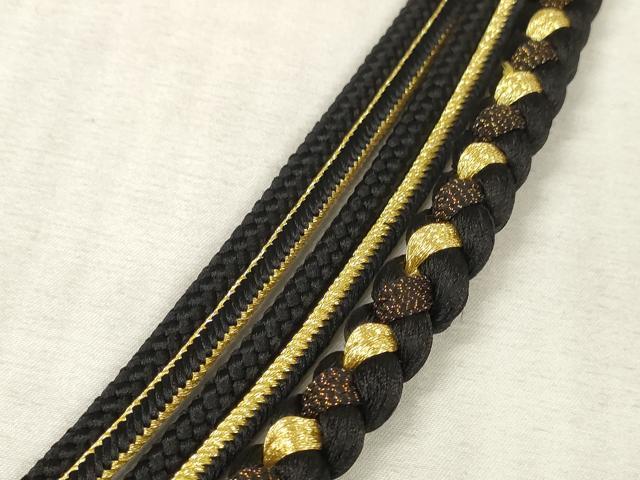 平和屋着物●和装小物　振袖用帯締め　飾り付き　パール　丸組　金糸　逸品　未使用　DAAS6373zzz