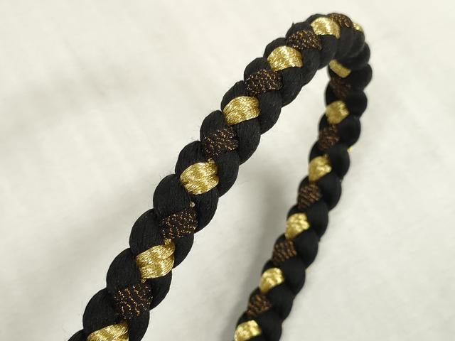 平和屋着物●和装小物　振袖用帯締め　飾り付き　パール　丸組　金糸　逸品　未使用　DAAS6376zzz