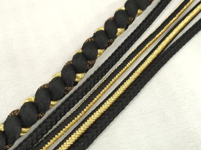 平和屋着物●和装小物　振袖用帯締め　飾り付き　パール　丸組　金糸　逸品　未使用　DAAS6376zzz