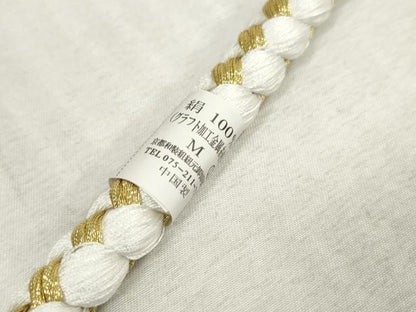 平和屋着物●和装小物　振袖用帯締め　飾り付き　パール　丸組　金糸　逸品　未使用　DAAS6381zzz