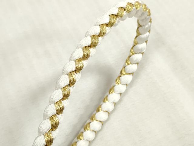 平和屋着物●和装小物　振袖用帯締め　飾り付き　パール　丸組　金糸　逸品　未使用　DAAS6381zzz