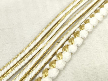 平和屋着物●和装小物　振袖用帯締め　飾り付き　パール　丸組　金糸　逸品　未使用　DAAS6381zzz