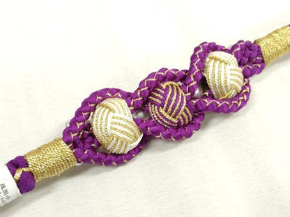 平和屋着物●和装小物 振袖用帯締め 飾り付き パール 小田巻 あわじ玉 丸組 金糸 逸品 未使用 DAAS6393zzz