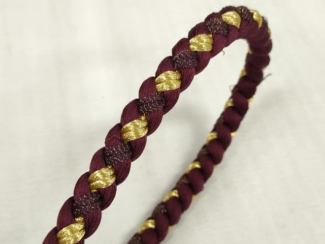 平和屋着物●和装小物　振袖用帯締め　飾り付き　つまみ細工　パール　丸組　金糸　逸品　未使用　DAAS6396zzz