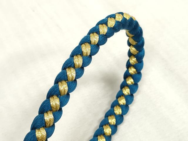平和屋着物●和装小物　振袖用帯締め　飾り付き　パール　丸組　金糸　逸品　未使用　DAAS6408zzz