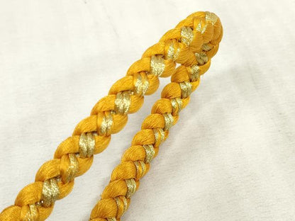 平和屋着物●和装小物 振袖用帯締め 飾り付き つまみ細工 パール 飾り玉 丸組 金糸 逸品 未使用 DAAS6410zzz