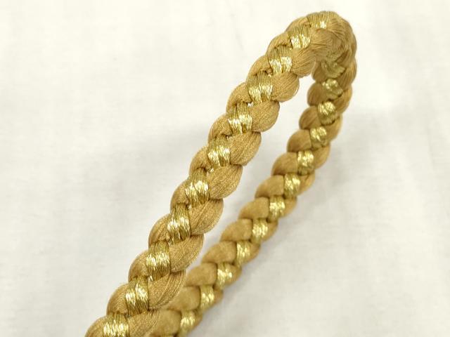平和屋着物●和装小物　振袖用帯締め　飾り付き　パール　丸組　金糸　逸品　未使用　DAAS6418zzz