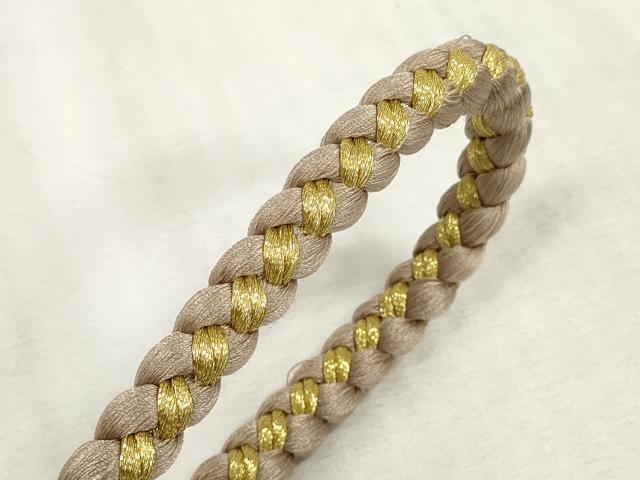 平和屋着物●和装小物　振袖用帯締め　飾り付き　パール　丸組　金糸　逸品　未使用　DAAS6419zzz