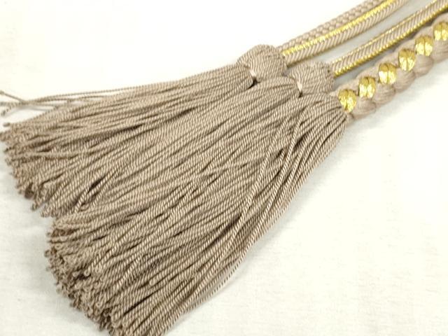 平和屋着物●和装小物　振袖用帯締め　飾り付き　パール　丸組　金糸　逸品　未使用　DAAS6419zzz