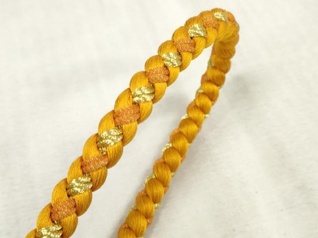 平和屋着物●和装小物 振袖用帯締め 飾り付き パール 丸組 金糸 逸品 未使用 DAAS6423zzz