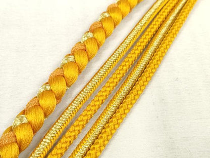 平和屋着物●和装小物 振袖用帯締め 飾り付き パール 丸組 金糸 逸品 未使用 DAAS6423zzz