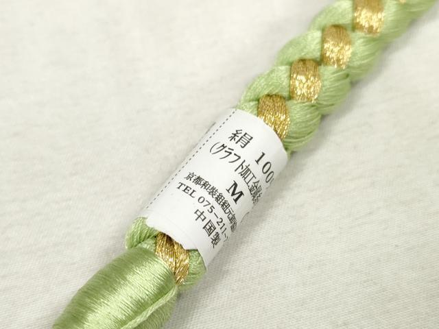 平和屋着物●和装小物　振袖用帯締め　飾り付き　パール　ラインストーン　丸組　金糸　逸品　未使用　DAAS6430zzz