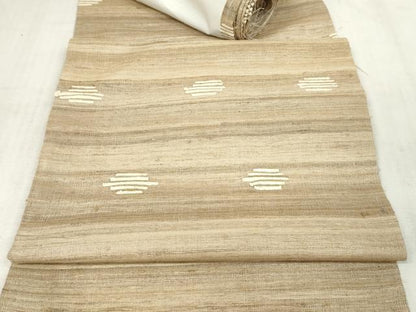平和屋着物●インド・アッサム 野蚕糸 手織 ムガシルク 袋帯 帯反物 霞文 逸品 未使用 DAAS6578zzz