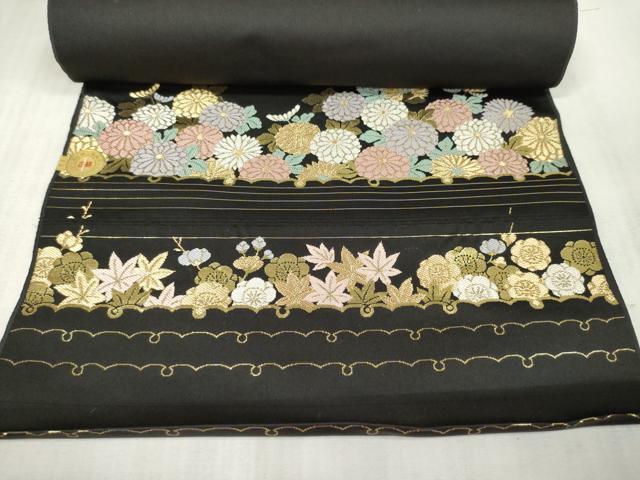 平和屋着物●西陣　高島織物謹製　名古屋帯　帯反物　横段花尽くし　金糸　証紙付き　逸品　未使用　DAAS6581zzz