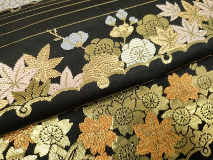 平和屋着物●西陣　高島織物謹製　名古屋帯　帯反物　横段花尽くし　金糸　証紙付き　逸品　未使用　DAAS6581zzz