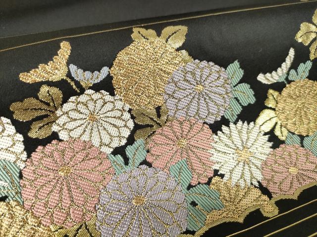 平和屋着物●西陣　高島織物謹製　名古屋帯　帯反物　横段花尽くし　金糸　証紙付き　逸品　未使用　DAAS6581zzz