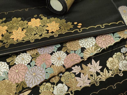平和屋着物●西陣　高島織物謹製　名古屋帯　帯反物　横段花尽くし　金糸　証紙付き　逸品　未使用　DAAS6581zzz