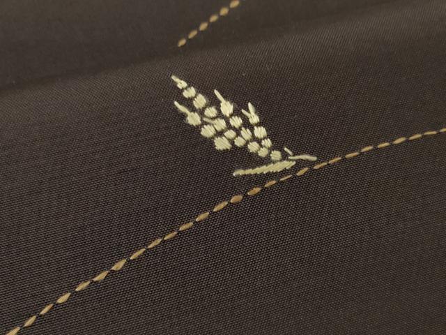 平和屋着物●一徳紬　紬屋吉兵衛　反物　着尺　刺繍　刺し子　稲穂　証紙付き　逸品　未使用　DAAS6584zzz