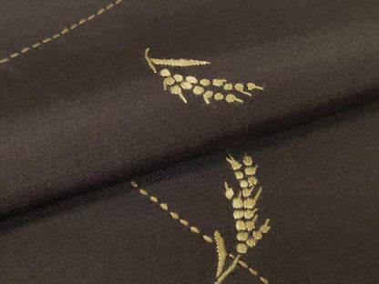 平和屋着物●一徳紬　紬屋吉兵衛　反物　着尺　刺繍　刺し子　稲穂　証紙付き　逸品　未使用　DAAS6584zzz