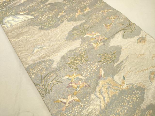 平和屋着物◎六通柄袋帯 立波花鳥文 金糸 正絹 逸品 DAAS7027xg