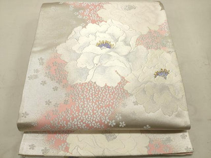 平和屋着物◎六通柄袋帯 唐織 牡丹文 金銀糸 正絹 逸品 DAAS7030xg