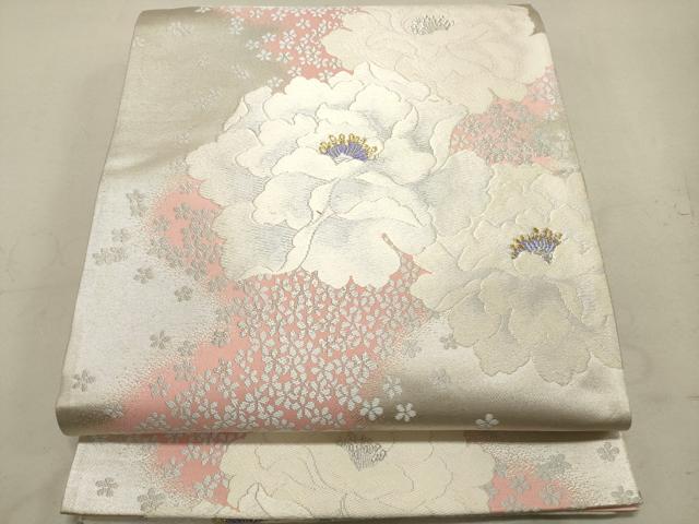 平和屋着物◎六通柄袋帯 唐織 牡丹文 金銀糸 正絹 逸品 DAAS7030xg