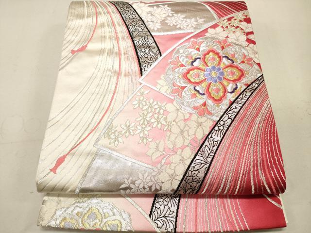 平和屋着物◎六通柄袋帯　地紙正倉院花文　金銀糸　正絹　逸品　DAAS7032xg