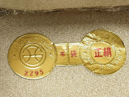 平和屋着物◎西陣　太鼓柄袋帯　綴れ　つづれ織　亀甲花鳥文　プラチナ箔　正絹　逸品　DAAS7034xg