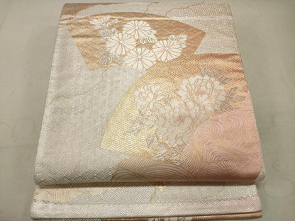 平和屋着物◎六通柄袋帯 地紙吉祥花文 金銀糸 正絹 逸品 DAAS7049xg
