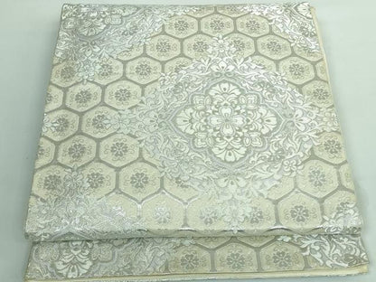 平和屋着物◎六通柄袋帯 正倉院亀甲花文 銀糸 正絹 逸品 DAAS7193xg