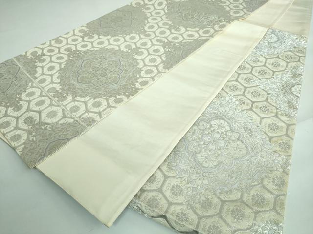 平和屋着物◎六通柄袋帯 正倉院亀甲花文 銀糸 正絹 逸品 DAAS7193xg