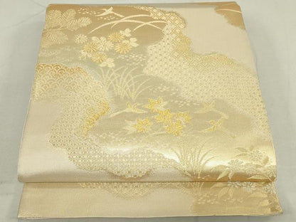 平和屋着物◎西陣 六通柄袋帯 道長花鳥文 金糸 正絹 逸品 DAAS7224xg