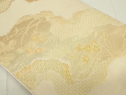 平和屋着物◎西陣 六通柄袋帯 道長花鳥文 金糸 正絹 逸品 DAAS7224xg