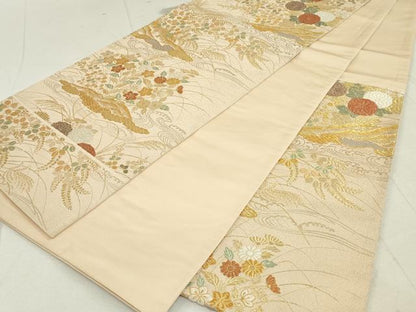 平和屋着物◎六通柄袋帯 四季庭園蒔絵 金糸 正絹 逸品 DAAS7226xg