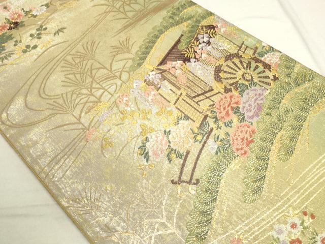平和屋着物◎六通柄袋帯　葵祭　流水御所車花文　金銀糸　正絹　逸品　DAAS7240xg