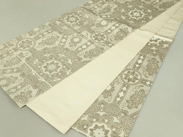 平和屋着物◎六通柄袋帯 正倉院花文 銀糸 正絹 逸品 DAAS8221qp