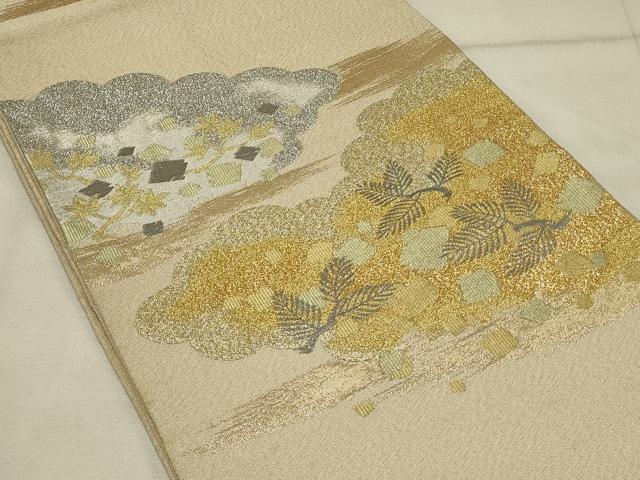 平和屋着物◎明綴 六通柄袋帯 雲取り吉祥花文 プラチナ箔 金銀糸 正絹 逸品 DAAS8287qp