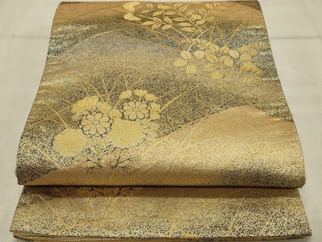 平和屋着物◎六通柄袋帯 草花文 金銀糸 正絹 逸品 DAAS8331qp