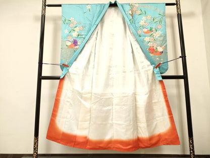 平和屋着物∵女の子　十三参り　子供　祝着・袋帯セット　鴛鴦花文　金彩　逸品　DAAS9002ma