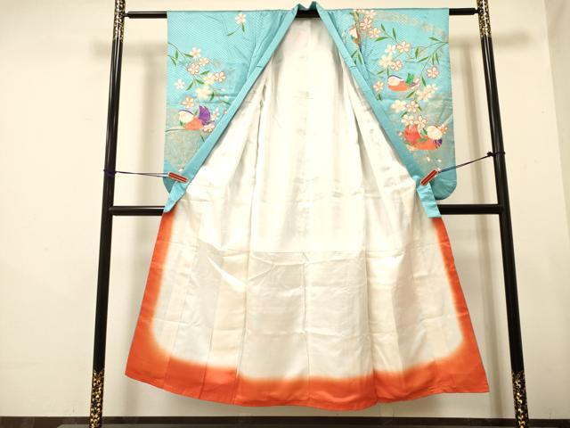 平和屋着物∵女の子　十三参り　子供　祝着・袋帯セット　鴛鴦花文　金彩　逸品　DAAS9002ma
