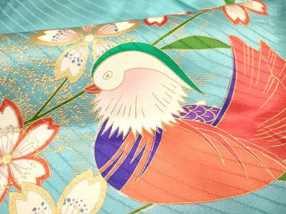 平和屋着物∵女の子　十三参り　子供　祝着・袋帯セット　鴛鴦花文　金彩　逸品　DAAS9002ma