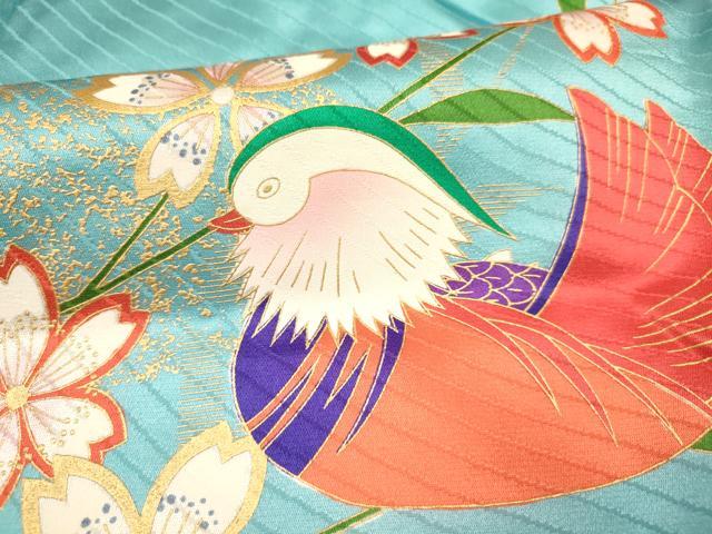 平和屋着物∵女の子　十三参り　子供　祝着・袋帯セット　鴛鴦花文　金彩　逸品　DAAS9002ma