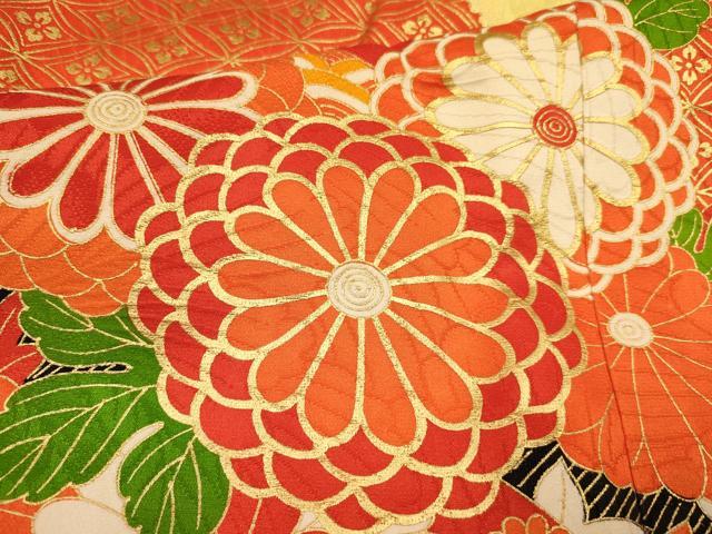 平和屋着物∵女の子 十三参り 子供 祝着・袋帯セット 駒刺繍 絵巻牡丹花文 金彩 逸品 DAAS9005ma