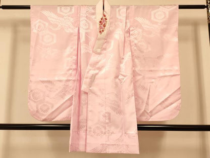 平和屋着物[]七五三　女の子　７歳　祝着　四つ身　襦袢(単衣・半衿刺繍)セット　鞠花文　金彩　逸品　DAAS9069ma
