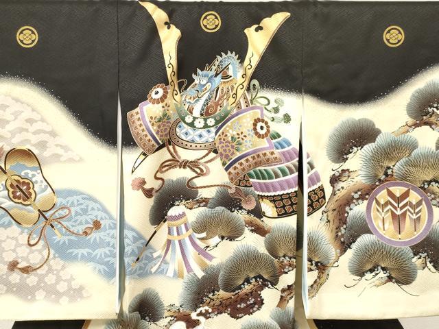 平和屋着物[]お宮参り　男の子　祝着　産着　初着　のしめ　龍　兜　立波松文　暈し染め　金彩　逸品　DAAS9095ma