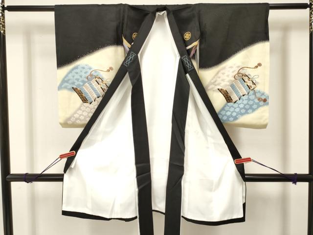 平和屋着物[]お宮参り　男の子　祝着　産着　初着　のしめ　龍　兜　立波松文　暈し染め　金彩　逸品　DAAS9095ma