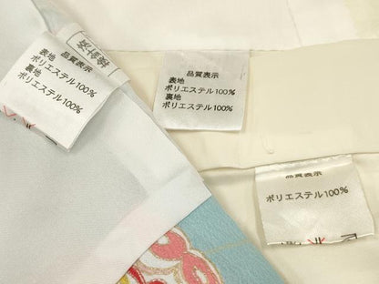 平和屋着物[]七五三　女の子　３歳　祝着　三つ身　長襦袢・被布セット　花蝶文　草花地紋　生成り色　洗える着物　DAAS9124ma