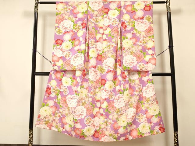 平和屋着物∵女の子 十三参り 子供 祝着 牡丹花文 金彩 洗える着物 DAAS9134ma